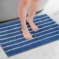 thumbnail image 2 of REGALWOVEN Striped Bathroom Rug, Non-Slip Soft Fluffy Bath Carpet, Water Absorbent Bathmat for Tub, Shower Dark Blue 20" x 32", 2 of 6