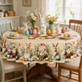 thumbnail image 4 of 60 Inch Easter Tablecloth,Easter Table Cloth Round Table,Easter Table Cover,Waterproof Fabric Spring Flowers,Bunny Table Cloths For Easter Indoor Outdoor Kitchen Dining Decorations, 4 of 6