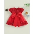 thumbnail image 4 of Bagilaanoe Toddler Baby Girl Party Dress Sequin Short Sleeve A-line Princess Dresses 6M 12M 18M 24M 3T 4T Kid Patchwork Tulle Skirt for Wedding Birthday, 4 of 9