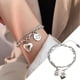 thumbnail image 2 of Corazón Pieza Redonda Doble Capa Novias 925 Plata Pulsera Diseño Femenino Sentido Personalidad Vintage Cadena Regalo, 2 of 7