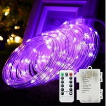 Purple Rope Lights ,39 ft 100 LED Clear Tube Lights with Remote Control, 8 Modes Outdoor Battery Operated Fairy String Lights for Party Yard Home Wedding Christmas Halloween Holiday Decoration