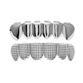thumbnail image 4 of ZLight 18K Gold Plated Grids Texture Hip Hop Rapper Teeth Fang Caps Upper Lower Set, 4 of 6