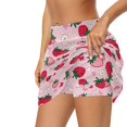 thumbnail image 2 of Garronmavis Strawberry Golf Skirts for Women Tennis Skirt with Pocket Flower High Waisted Running Casual Athletic Skorts Built-in Shorts, Pink, Size L, 2 of 6