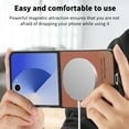 thumbnail image 5 of for Samsung Galaxy Z Flip 7 Case, PU Leather + PC Frame + Fabric, Ultra Slim Lightweight Protective Phone Cover, MagSafe Compatible, Supports Magnetic Car Mount, Drop Protective, Brown, 5 of 9