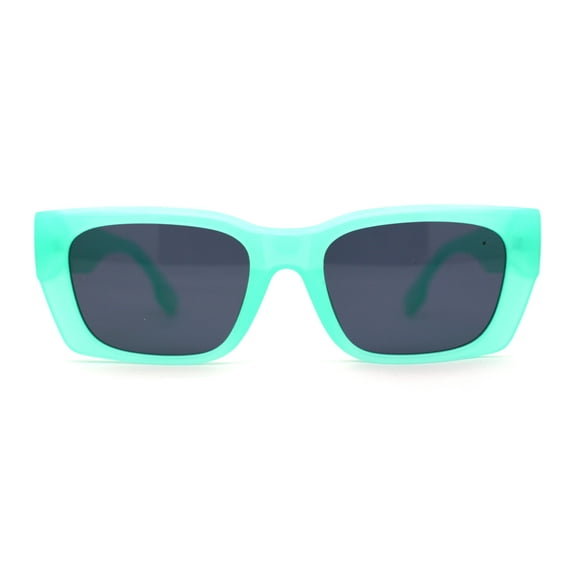 Classically Square Narrow Rectangle Plastic Womens Sunglasses Blue Black