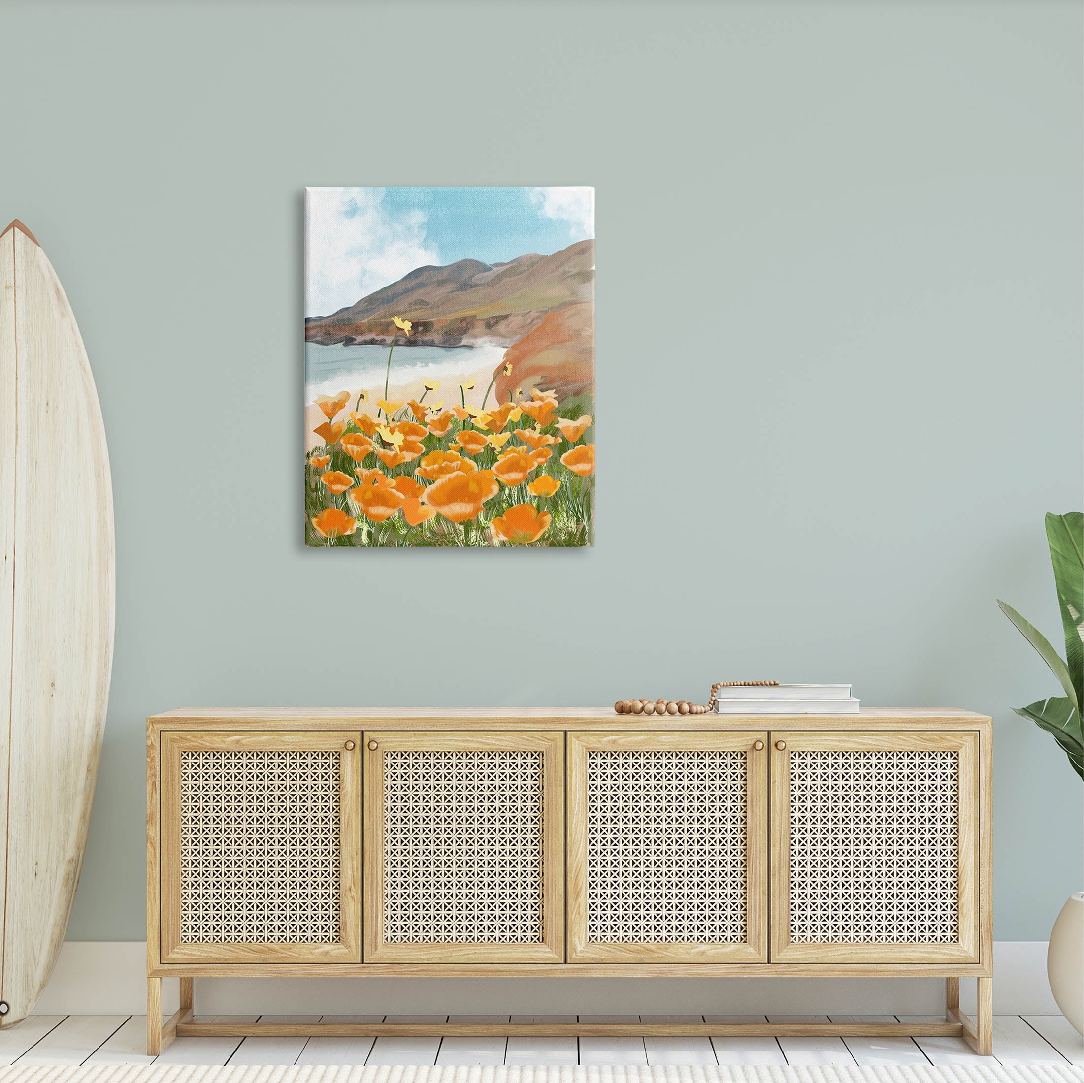 Stupell Industries Coastal Flower Meadow Blooming Graphic Art Gallery Wrapped Canvas Print Wall Art, Design by Ashley Singleton