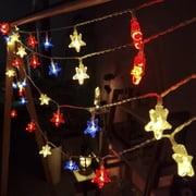 July 4th Red Blue and White Star Lights, 50LED 16FT Patriotic String Lights with Stars Battery Operated, Waterproof Outdoor Independence Day Memorial Day Holiday Party Decor