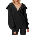 thumbnail image 4 of Vedolay Womens Plus Size Tops Women's Casual Half Zip Pullover Sweatshirt Long Sleeve Knit Tunic Pullover Tops,Black L, 4 of 5