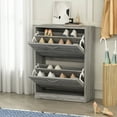 thumbnail image 3 of MONSLIPA Modern Free Standing Shoe Storage Cabinet Organizer with 2 Flip Drawers for Entryway, Gray, 3 of 7