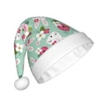 thumbnail image 2 of Fuzoiu Bunny And Rose Print Santa Hat Christmas Hat for Adults,Santa Hats with Pompom, Unisex Xmas Holiday Hat for Christmas New Year Festive Party Supplies, 2 of 6
