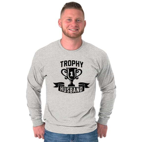 Cool Trophy Husband Number 1 Hubby Men's Long Sleeve Tee T Shirt Brisco Brands S