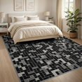 thumbnail image 3 of ODIKA Long Abstract Hallway Textured Motif Featuring Tonal Grid Entryway for King Size Bedroom, Master Suite, Under Bed, Foldable Easy Care, 3 of 7