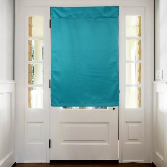 Uxcell Blackout Door Curtains French Side Door Window Curtain for Front Doors Tie Up Shade Lake Blue 26" x 49" 1 Panel