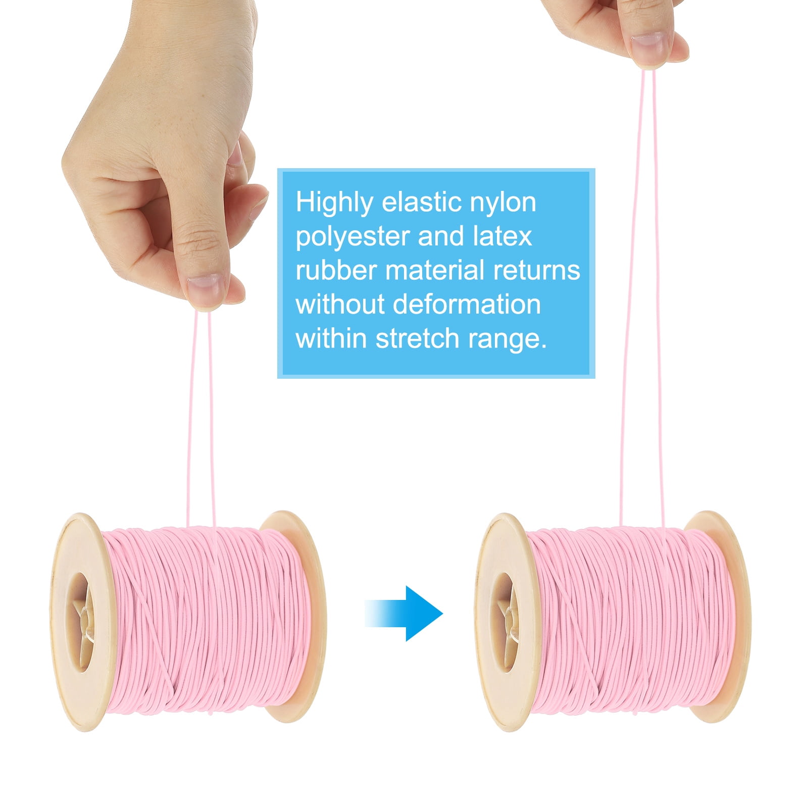 Uxcell Elastic Cord, 2 mm Stretchy Elastic String 77 Yards for Jewelry Making, Necklaces, Beading and Crafts DIY, Pink