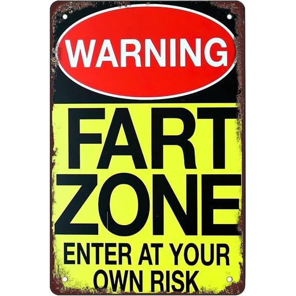 Retro Funny Metal Sign Sheet Signs Tin Sign,FART ZONE Warning,outdoor Home Wall Decoration, size:8 x 12.
