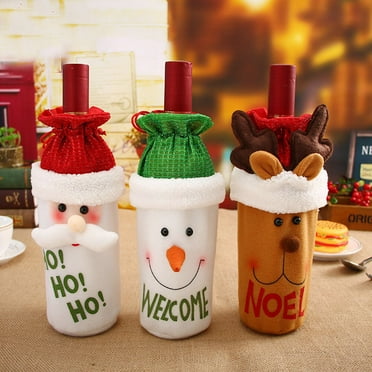 WEAVILUX Drawstring Wine Bottle Cover Red 3Pcs 13x7x0.4in