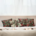 thumbnail image 4 of Ambesonne Christmas Throw Pillow Cover 4 Pack, Leafy Pinecone Poinsettia, 16", Raspberry Green Cream, 4 of 4