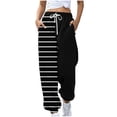 thumbnail image 2 of CLOISE Womens Sweatpants Joggers Baggy Jogger Sweatpants Loose Pull on High Waisted Elastic Bottom Pants Black Gym Elastic Waist Drawstring Striped Sweatpants with Pockets Classic Sweatpants, 2 of 5