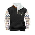 thumbnail image 2 of Goodtrade8 Mens Tops Long Sleeve Graphic Zip Mock Neck Half Zipper Long Sleeve Pocket Casual Sweatshirt, 2 of 3