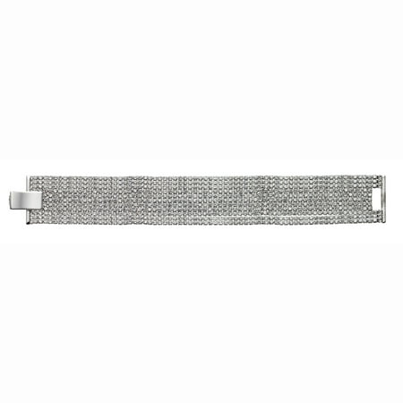 X & O Handset Austrian Crystal White Rhodium-Plated Eleven-Row Bracelet