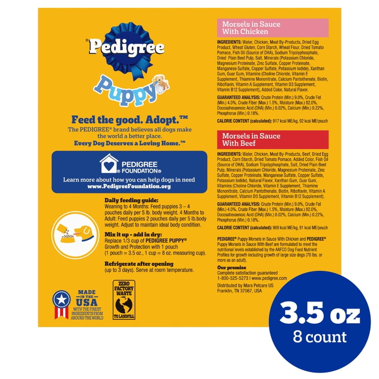 Pedigree Puppy Morsels Variety Pack Wet Food, 8x3.5oz Pouches photo 6