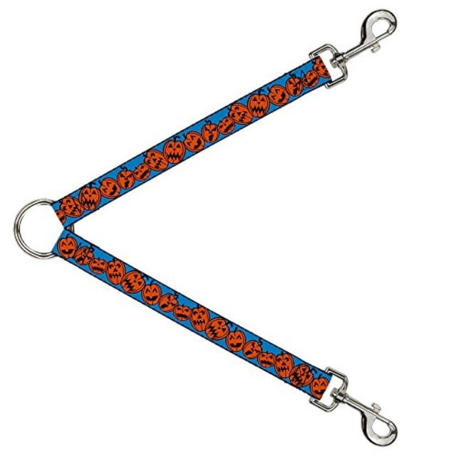 Buckle Down Dog Leash Splitter Jack O Lanterns Blue 1 Foot Long 1 Inch Wide