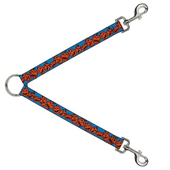 Buckle Down Dog Leash Splitter Jack O Lanterns Blue 1 Foot Long 1 Inch Wide