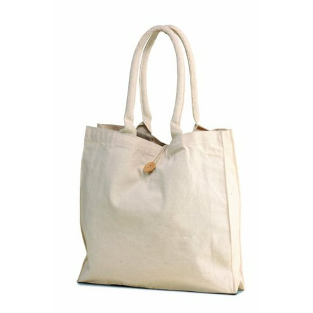 Carrygreen - Natural 10 oz. Cotton Canvas Tote Bag buttoned closure ...