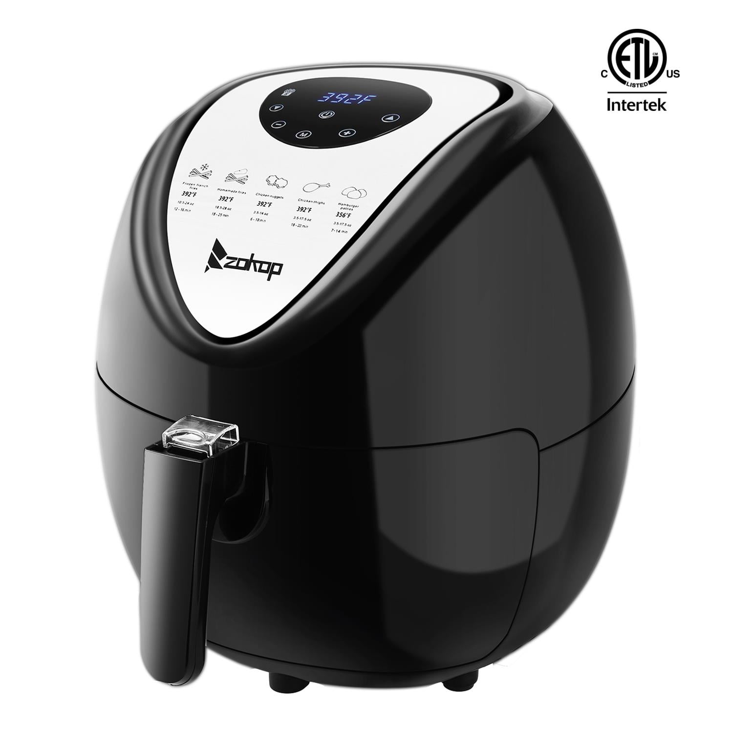Zokop 6.87qt Computer Capacity Digital Air Fryer W Lcd Screen And Non Stick Coating Black
