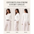 thumbnail image 4 of QUALFORT Women's 100% Cotton Cable Knit Sweater, Crew Neck Lightweight Pullover Sweater for Women, Long Sleeve Knit Top, Off-White L, 4 of 7