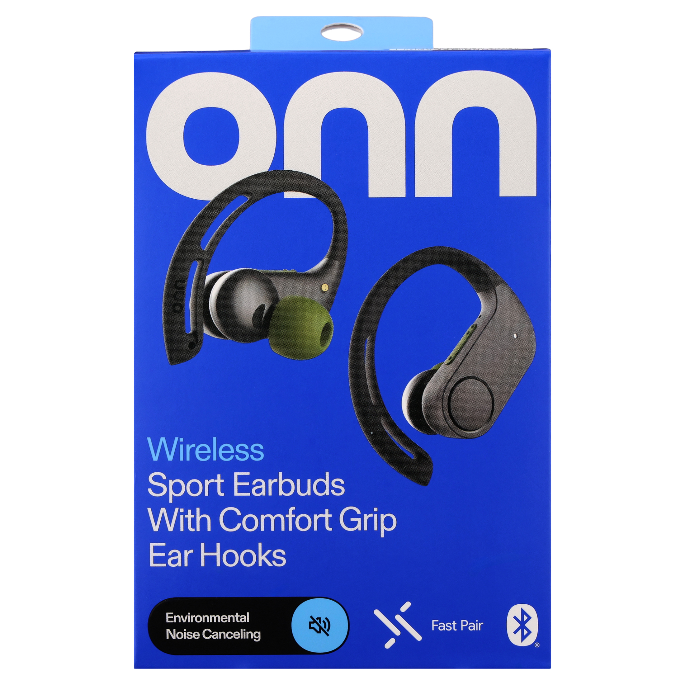 onn Wireless Sport Earbuds with Ear Hooks, Black photo 6