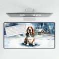 thumbnail image 4 of Hello Winter Basset Hound Welcome Snowy Night Watercolor Vintage Desk Mat Full Keyboard Mouse Pad Bassets Dog Breed Lovers Gifts Idea Large Mousepad - 01011, 4 of 5