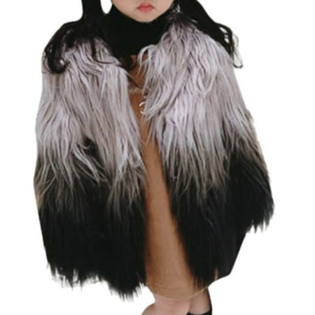 

Dadaria Toddler Jacket Toddler Baby Girls Faux Fur Gradient Winter Warm Coat Jacket Cute Thick Clothes Black 100 Toddler