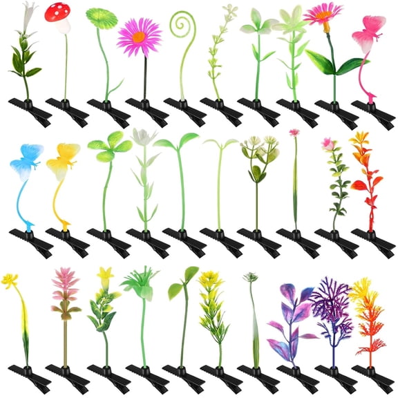 TUWAFE 30 Pcs Bean Sprout Hair Clips Mixed Style Plant Hairpins Hair Accessories for Party Irish(Flower Style)
