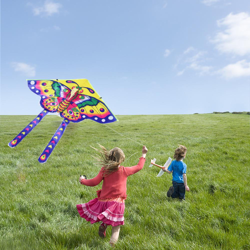 Children Butterfly Kites Kids Toy Outdoor Flying Game 90*50cm Kite UK Hot. 