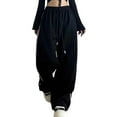 thumbnail image 3 of Woman Sweatpants High Waisted Straight Leg Sweatpants with Lace Trim Wide Leg Casual Lounge Pants Black L, 3 of 9