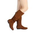 thumbnail image 4 of Dream Pairs Womens Wide Calf Faux Fur Slouchy Low Heel Side Zip Knee High Boots Blvd-W Wide/Calf/Tan Size 7, 4 of 5