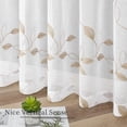 thumbnail image 3 of Taupe Leaf Sheer Curtain Leaves Embroidered Living Room Short Curtains Rod Pocket Voile Window Treatment for Bedroom, 54 x 54 inches Long, Set of 2 Panels, 3 of 6