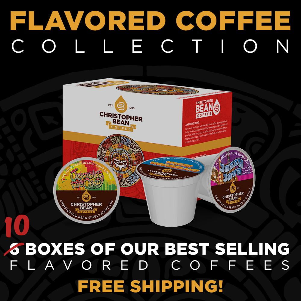 Flavored Coffee Collection 10 Decaf Ground Cup, 100 Arabica, No Sugar