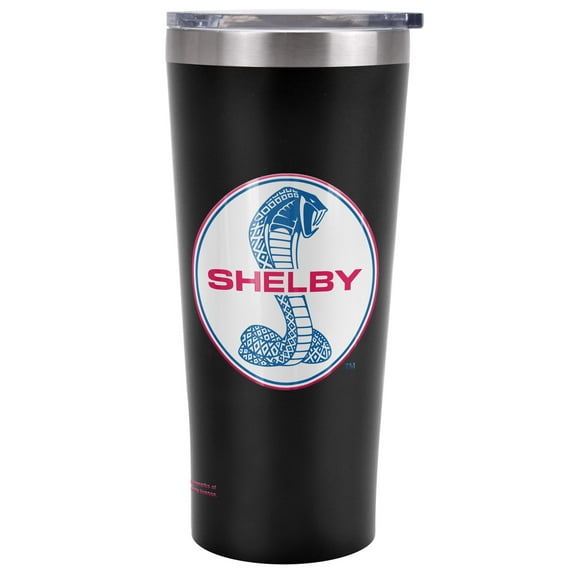 Shelby Cobra Official Logo 20 oz Travel Tumbler, Stainless Steel, Vacuum Insulated with Leak Resistant Slide-Lock Lid