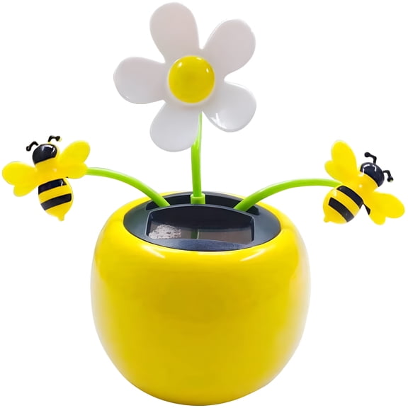 BESTSKY Solar Energy Dancing Toy Solar Energy Swing Bee Flower Pot Car Ornament for Car Dashboard Desk Office Home Decoration
