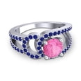 thumbnail image 3 of 2.50 Ct Latest Round Shape Pink Sapphire & Blue Sapphire Gemstone Anniversary Ring for Ladies Solid 18K White Gold Size 3.5 by Diamond-Capitals, 3 of 8