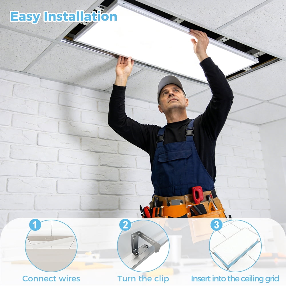 6 Pack 2x4 LED Flat Panel Light 5 Color Temperature 5 Power Adjustable 0-10V Dimming 7700 Lumens 120-277V Commercial Home Ceiling Light