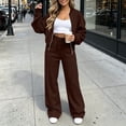 thumbnail image 3 of Lmueinov Womens Fall 2 Piece Set Sweatsuits Lounge Fall Outfits Zip Up Crew Neck Jackets and Wide Leg Sweatpants Set Soft Casual Loungewear, 3 of 4