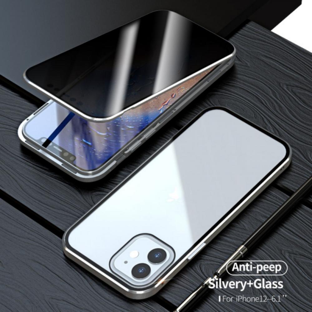 IPhone Case for Iphone 12/Iphone 12 Max/Iphone 12 Pro/Iphone 12 Pro Max Anti-Peeping Full Body Case Clear Tempered Glass Metal Bumper Protection Privacy Cover - image 3 of 11