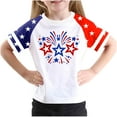thumbnail image 2 of Amidoa Girls Short Sleeve Cute Graphic Crewneck Casual Summer Tee White,120, 2 of 4