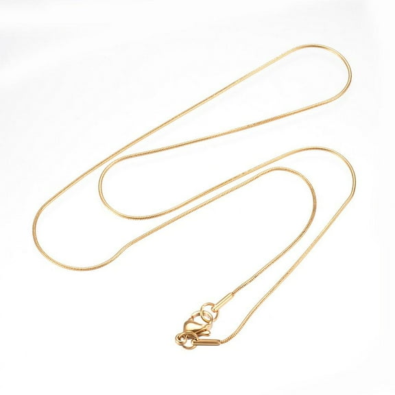 304 Stainless Steel Necklaces with Lobster Clasps Snake Chain Necklaces Golden 18.3 inch(46.5cm) 1mm