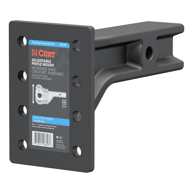 Curt 48348 2.5 Inch Receiver 4 Hole Pintle Mount Trailer Hitch Mounting Plate