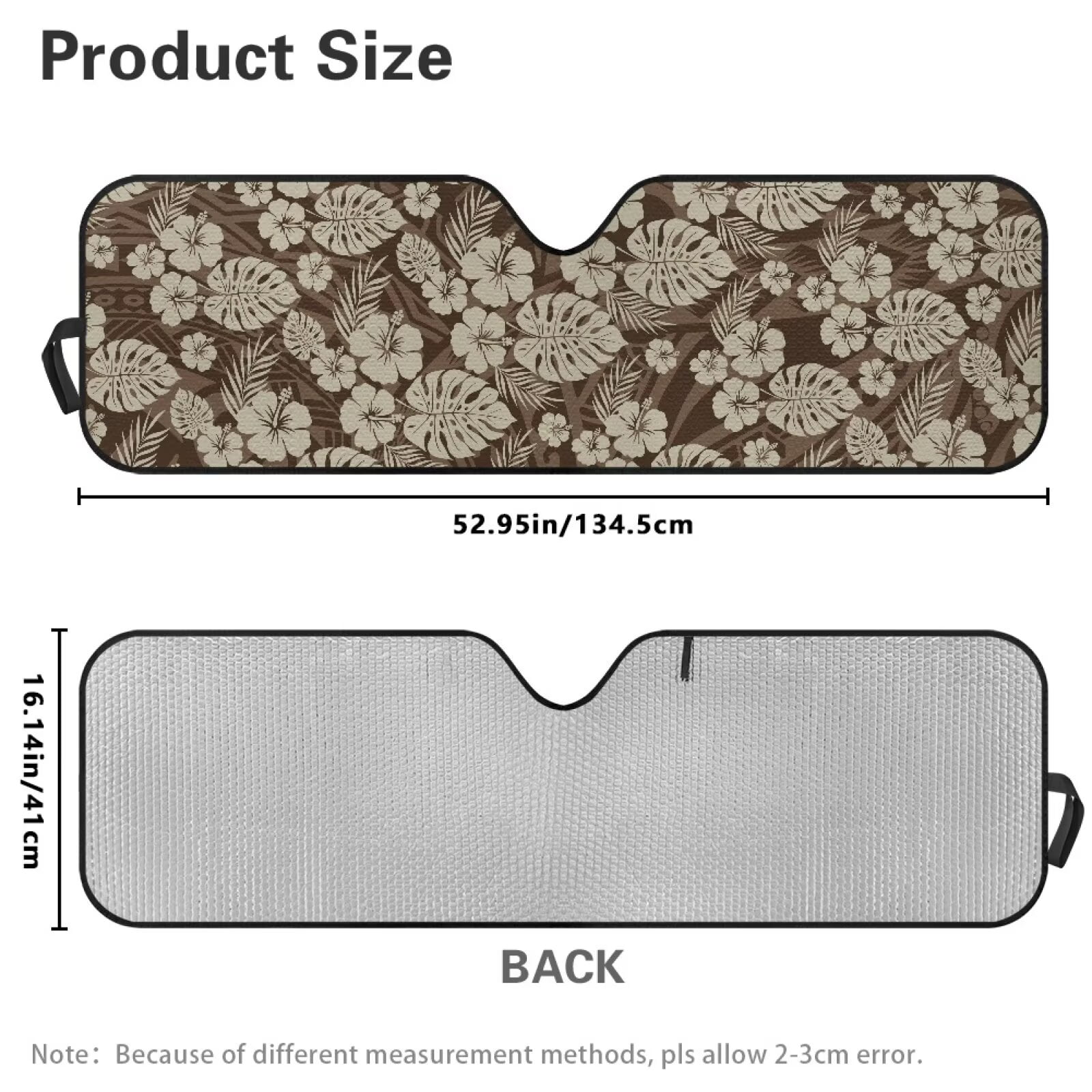 Uorisanigo Windshield Sun Shade Compatible with Jeep Wrangler TJ JK JL & Gladiator JT 2/4 Door Foldable Brown Hibiscus Leaf Sunshade, Blocks UV Rays and Heat, Keep Interior Cool, Outdoor Camping