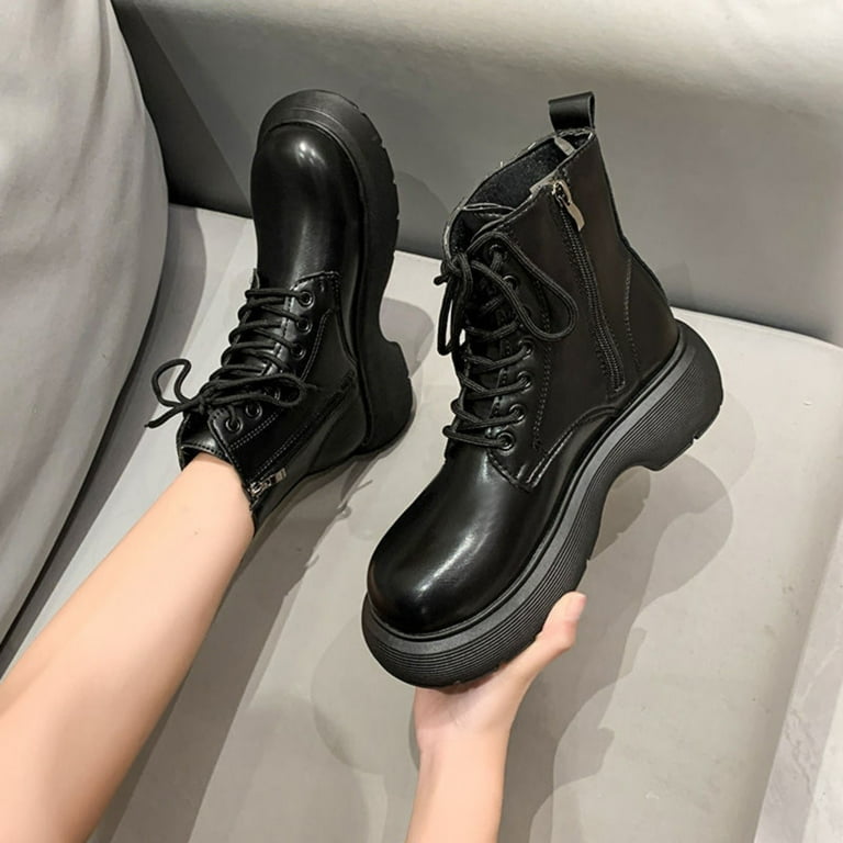 Lovskoo 2024 Combat Boots Womens Round Toe Platform Thick Lovskoo 2024 Combat Boots Womens Round Toe Platform Thick